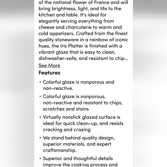 Le Creuset Iris Serving Platter- Meringue - Picture 7 of 13